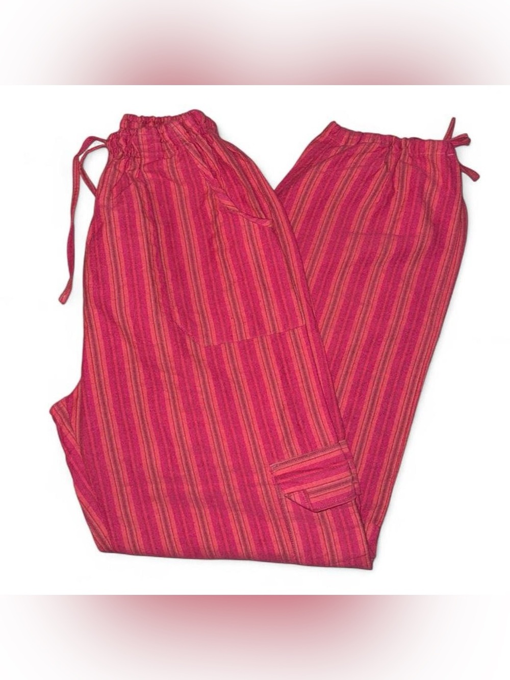 Pink Striped Drawstring Pants